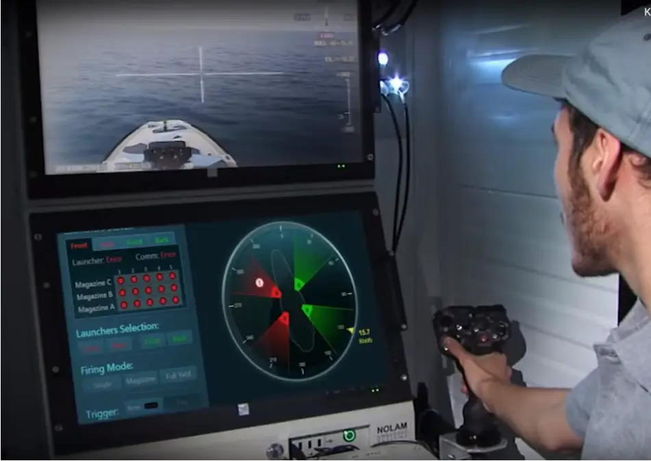 Operator controlling B. Rimon and IAI’s Katana USV through advanced radar and navigation console